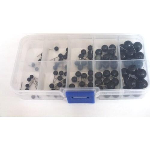 100pcs/box Mixed size 4/6/8/10/12mm black glass toy eyes with pin for diy handcraft maerials