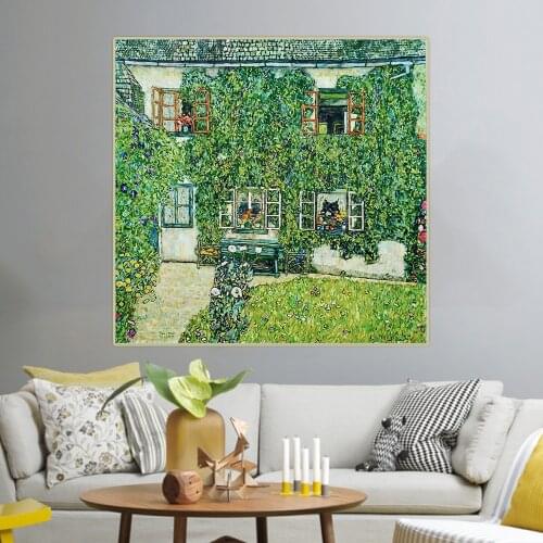 Holover Gustav Klimt"The House of Guardaboschi"Canvas Oil Painting Western Art Decor Poster Wall Aesthetic Home Decoration