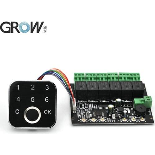 GROW K219-B+G16 DC12V Admin/User Password Fingerprint Control Board With 6 Relays For Door Access Control System