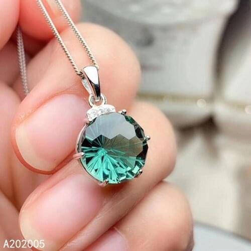 KJJEAXCMY Fine Jewelry 925 Sterling Silver inlaid Green Crystal Girl Pendant Necklace popular hot selling