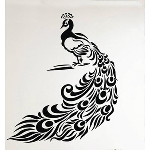 Beautiful peacock pattern removable art vinyl home decor Romantic festive wall stickers free shipping