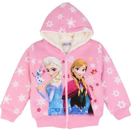 Autumn Winter Boys Girls anna elsa Sleeveless Hooded Wool Jacket Cartoon Print Coat Kids Warm Cashmere Outwear Clothes