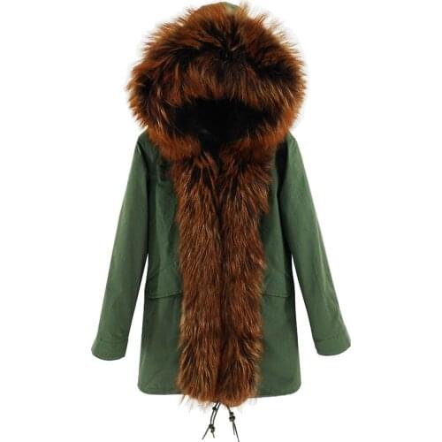 Womens new winter jacket fox fur mid-length parka coat loose casual cold-proof warmth thickened inner liner removable
