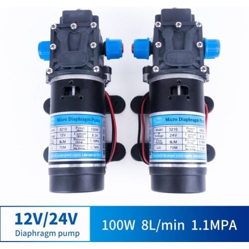 DC 12V 24V 130PSI 8L / Min Water High Pressure Diaphragm Self-priming Pump Agricultural Spray Car Wash 100W