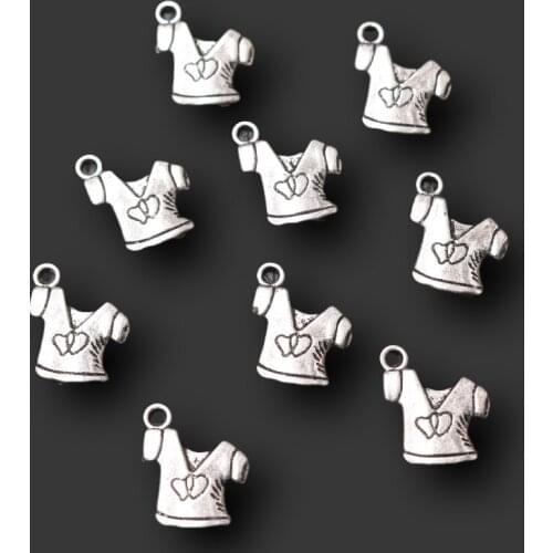 Cute Little T-shirt Pendant, Love T-shirt Charm, Lover T-shirt Charm, Double-Heart T-shirt Charm, DIY Charms Jewelry Making