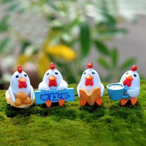 Miniature Chicks figurine Decor Mini Fairy Garden cartoon character figure statue Model anime Resin craft ornaments DW-S-098