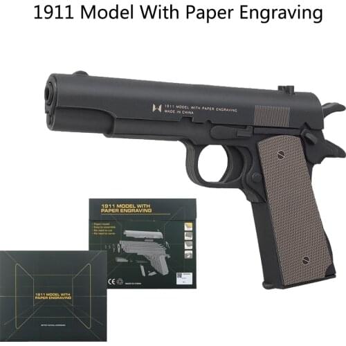 Glock 1911 3D Paper Model Set Thickened Black Cardboard Tactical Military Pistol Model DIY Emulational Props Paper Engraving