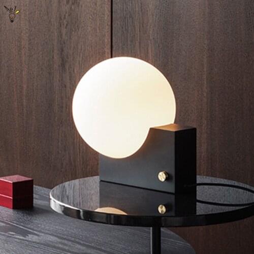 Postmodern Glass Ball Table Lamp Stainless Steel Base Led Table Lights Living Room Study Desk Lamp Decor Personality Beside Lamp