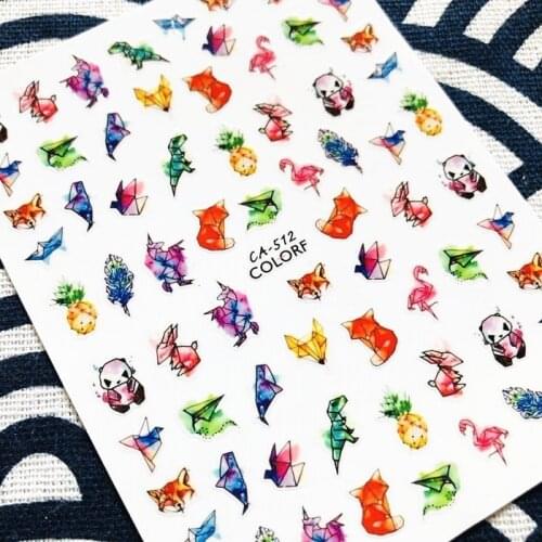 Newest letter series CA-512 cartoon colorful designs 3d nail art sticker nail decal accessories