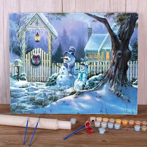 Landscape Winter Snow Scenery Paint By Numbers Set Oil Paints 50*70 Picture By Numbers Photo Handmade For Kids Wall Wholesale