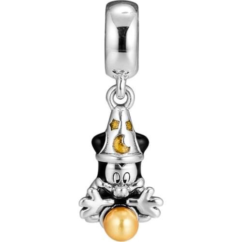 Sorcerer Mickey Dangle Charm Authentic 925 Silver Jewelry Fits Beads Bracelets & Necklaces DIY Fashion Female Jewelry Charm