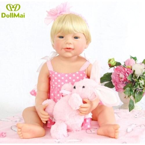 Real vinyl silicone baby doll blond girl newborn babies infant toy dolls gift 56cm bebe reborn toddler bonecas can bathe
