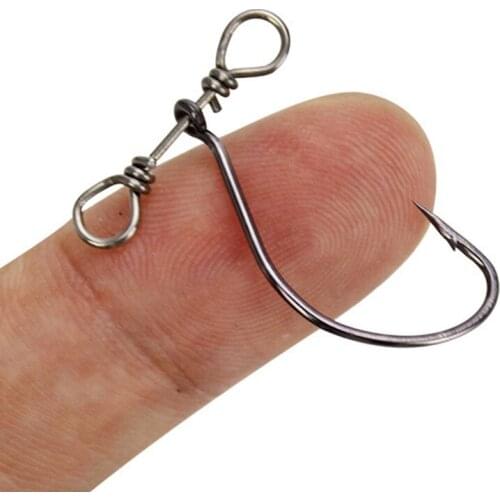 Fishhook Balance Single Hook 2.5cm Black Nickel Crank Hook Self-belt Double Hole Rotation Pairing Asia Soft Bait Wholesale 20PCS