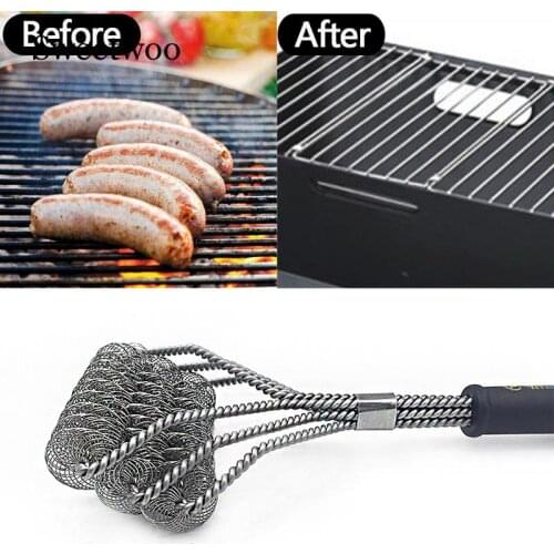 Grill Brush BBQ Cleaning Scraper Non-stick Stainless Steel Bristle Free Outdoor Safe Barbecue Cleaning Tools With Handle