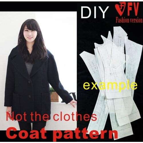 Sewing drawings female soil fashion casual lapel long-sleeve mid-length coat coat pattern 1:1 clothing design drawing BY-69