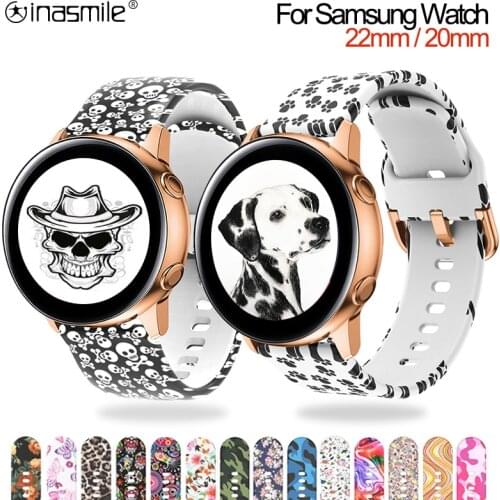 20mm 22mm Printing Silicone Bracelet Strap For Samsung Galaxy watch 3 41mm 45mm 42mm 46mm Gear S2 S3 Active 2 1 Smart Watch band