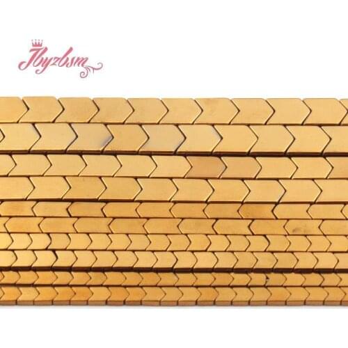 3/4/6x8/8mm Natural Hematite Gold V Shape Loose Stone Beads For DIY Necklace Bracelet Loose Jewelry Making 15" Free Shipping