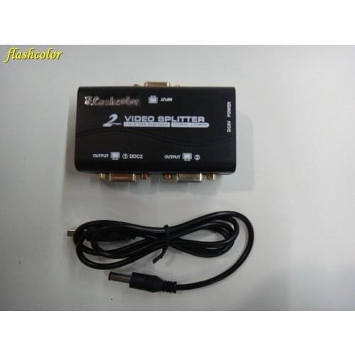 Flashcolor VGA Splitter 2 ports VGA Video splitter 250MHZ 1 input 2 output support USB power adaptor