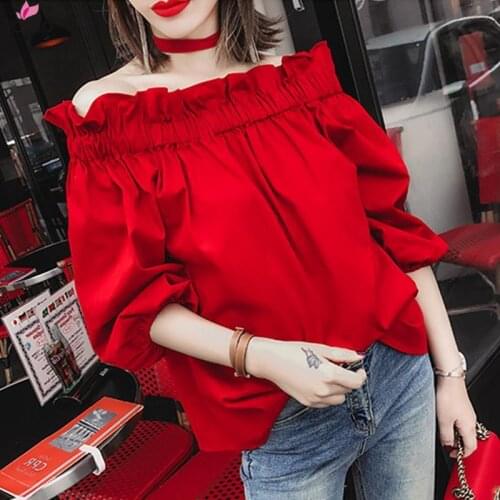 VOLALO Red Blouses