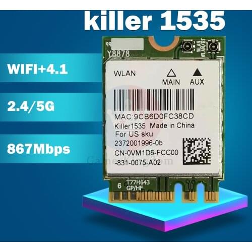 Wifi Adapter For MSI GT72/GT80/GS60/GE62/GE72/PE60/PE70 Dell Alienware 13 R2 17 Killer 1535 Atheros QCNFA364A 802.11ac NGFF Card