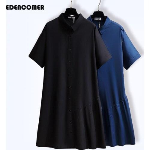 Western Style Retro Shirt Dresses French Niche Doll Dresses 2021 Summer New Plus Size Women Vestidos Midi Dress Button