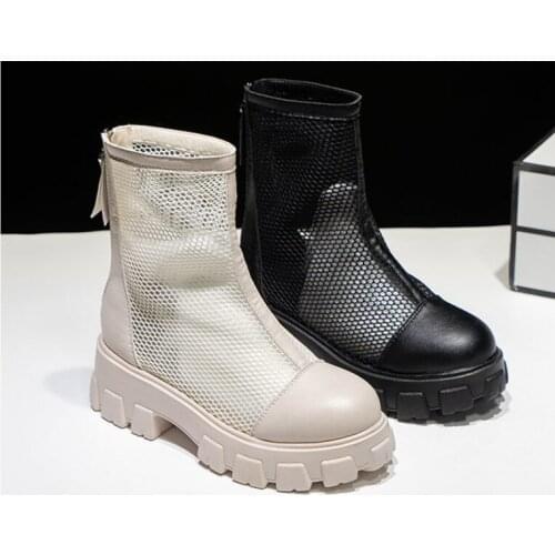 2021 New Chunky Boots Fashion Pocket Platform Boots Women Ankle Boots Female Sole Pouch Ankle Boots Women Botas Mujer