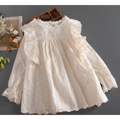 FairyNatural Women Princess Ruffles Dots Embroidery Pullover Tops Long Sleeve Shirt Lolita Sweet Shirt For Autumn