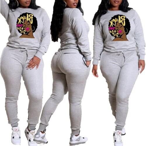 Plus Size tracksuit women Two Piece Set Long Sleeve crop top women Pullover and Sweatpant jogging femme ropa mujer long Set 2021