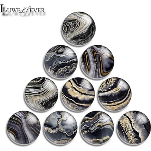 12mm 14mm 16mm 20mm 25mm 30mm 581 Marble Pattern Mix Round Glass Cabochon Jewelry Finding 18mm Snap Button Charm Bracelet