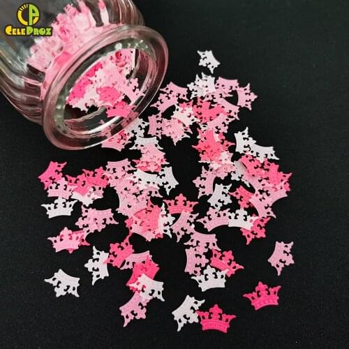 15g Pink Crown Confetti Baby Girl Birthday Party Decor Crown Sequins Wooden Crowns Baby Shower Table Confetti Party Supplies