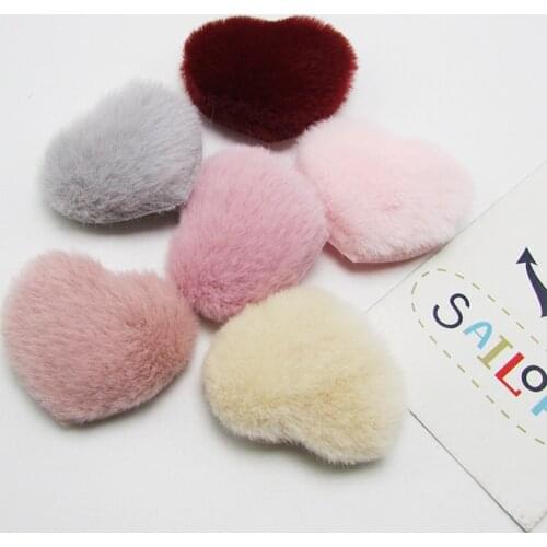 24pcs/lot size 4*3.5cm Padded Plush heart Patches Appliques for Clothing Craft Sewing Supplies DIY Hair Clips Accessories