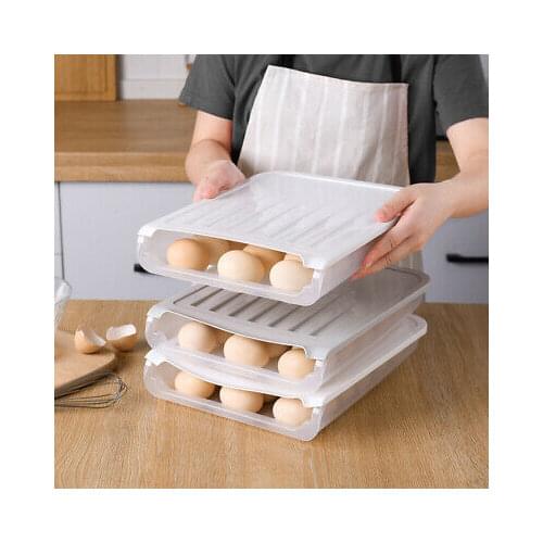 3-row Kitchen Stacked Auto Scrolling Egg Holder Storage Box Rack Container