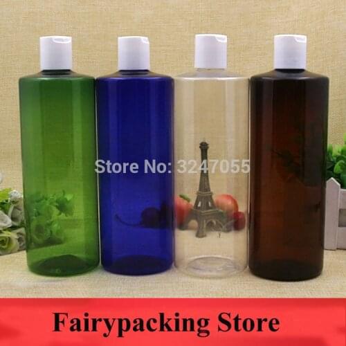 500ml/cc Empty Plastic Cosmetic Facial Cleanser Bottle n Disc Top Cap, Clear/Blue/Brown/Green Lotion/Emulsion/Shampoo Containers
