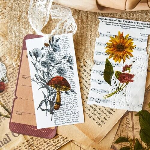 7 Sheet Flower and Plants Stickers Set PET Materil Dried Flower Berry Mushroom Tree Note Sticker Home DIY Art Decoration A6128