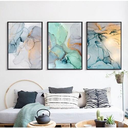 Abstract Color Green Stone stripe Canvas Painting Wall Art Poster Nordic Print Wall Art Picture for Home Decoration