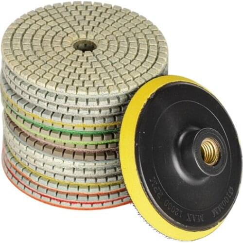 15Pcs/Set 4 Inch 30-6000 Grit Diamond Polishing Pads With Backer Pad REP Sticks Stone Wet Dry Granite Concrete Marble Tools
