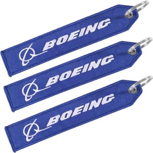3 PCS Blue Boeing Keychain Phone Straps Double-sided Embroidery Aviation Key Ring Chain for Aviation Gift Strap Lanyard Keychain