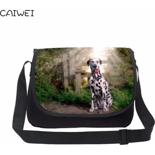 Brand Large Canvas Messenger Bag Dog Animal Print Business Casual Crossbody Bag Women Men Shoulder Bag Travel Handbags
