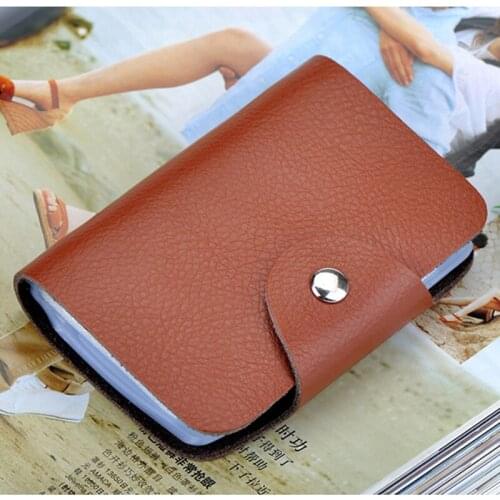 Genuine Leather Function 26 Bits Card Case Business Card Holder Men Women Credit Passport Card Bag ID Passport Card Wallet