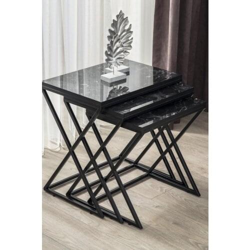 Black Metal Legs Marble Patterned Mdf'li Zigon Table Basse Mesa Auxiliar غرفة المعيشة الأثاث Stolik Kawowy журнальный столик