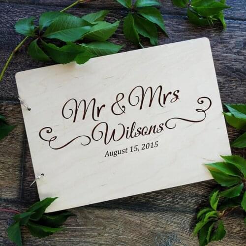 Flower Pattern engraved wedding guestbook,Custom wooden Wedding Love journey guest book, personalized sign in album