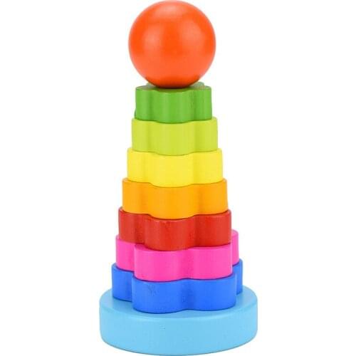 Colorful Stack Tower Rainbow Donut Jenga 2-3 Years Old Children Hand-eye Coordination Training Game
