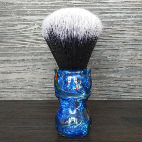 Dscosmetic 24MM tuxedo synthetic hair knots shaving brush with blue galaxy resin handle for man