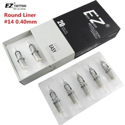 EZ Revolution Tattoo Needles Cartridge Round Liner #14 0.4mm X-taper7.0mm For cartridge machines and grips 20 pcs /box