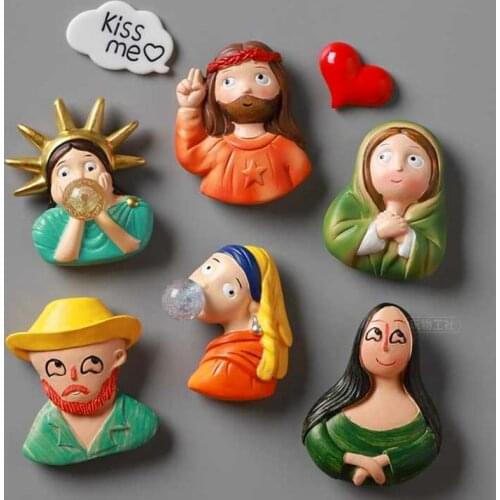 FishSheep Lovely Portrait Resin Brooches For Women Kids Creative Van Gogh Funny Figure Spaceman Brooch Pins