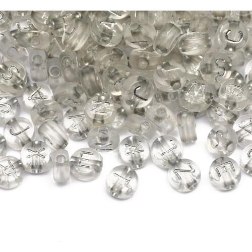 4X7mm Round Mixed Letter Acrylic Beads White Transparent Alphabet Spacer Beads For Jewelry Making DIY Charm Necklace Bracelet