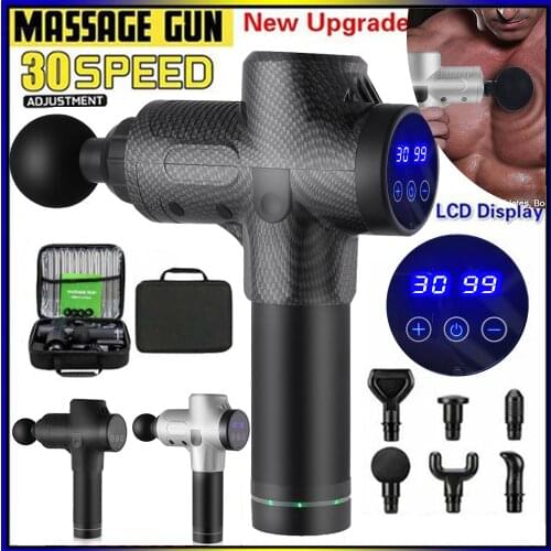 Massage Gun Deep Tissue Percussion Muscle Massager For Pain Relief 30 Speeds LCD Touch Display Fascia Gun Electric Body Massager