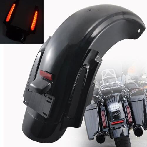 Motor Rear Fender Mudguard & Fender Extension LED Tail Lights Smoke Lens For Harley Touring Electra Street Glide Road King 09-13