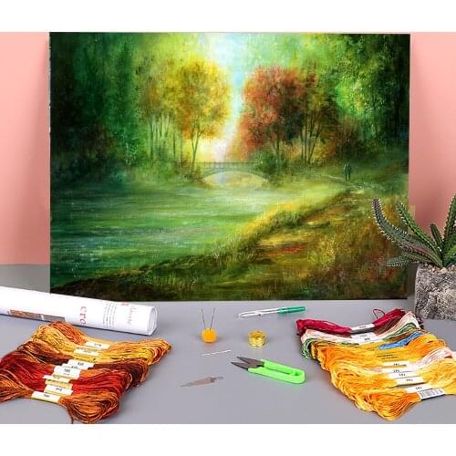 Natural Scenery In My Life Printed 11CT Cross Stitch DIY Embroidery Set DMC Threads Craft Handiwork Hobby Sewing Package