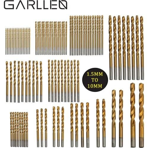 GARLLEN 99 Pcs Drill Bit Set 1.5MM-10MM Titanium Coated High Speed Steel Twist Drill Hole Steel Tool Kit for DIY Home HSS Drills